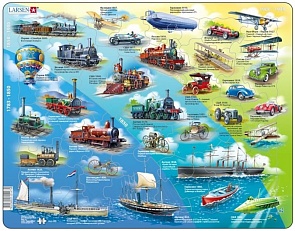 Обучающий пазл - История транспорта, 54 детали (Larsen, HL7k)